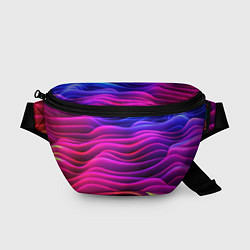 Поясная сумка Синие фиолетовые волны, цвет: 3D-принт