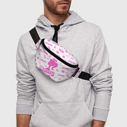 Поясная сумка Мамочка - силуэт барби: паттерн розовый на белом ф, цвет: 3D-принт — фото 2