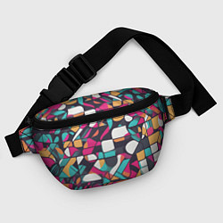 Поясная сумка Разноцветные ретро фигуры, цвет: 3D-принт — фото 2