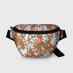 Поясная сумка Абстракция серо-оранжевый, цвет: 3D-принт