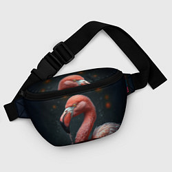 Поясная сумка Фламинго с каплями воды, цвет: 3D-принт — фото 2