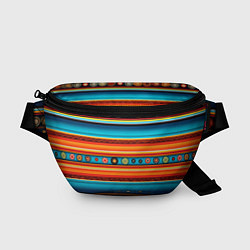 Поясная сумка Этнический узор в горизонтальную полоску, цвет: 3D-принт
