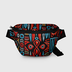 Поясная сумка Красно-синий узор в африканском стиле, цвет: 3D-принт