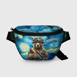 Поясная сумка Ночной снайпер бурый медведь, цвет: 3D-принт