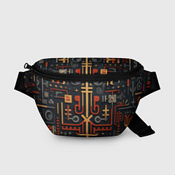 Поясная сумка Абстрактный паттерн в славянском стиле на тёмном ф, цвет: 3D-принт