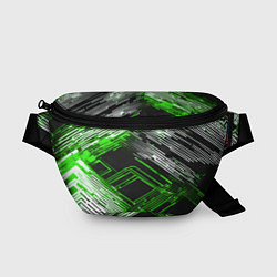 Поясная сумка Киберпанк линии белые и зелёные, цвет: 3D-принт