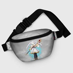 Поясная сумка Фрирен провожающая в последний путь - чб, цвет: 3D-принт — фото 2