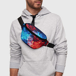 Поясная сумка Синяя красная ледянная абстракция, цвет: 3D-принт — фото 2