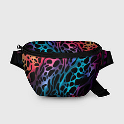 Поясная сумка Черные пятна на разноцветном фоне, цвет: 3D-принт