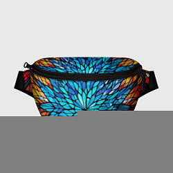 Поясная сумка Голубой витражный цветок, цвет: 3D-принт