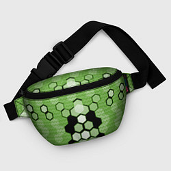 Поясная сумка Зелёная кибер броня hexagons, цвет: 3D-принт — фото 2