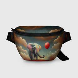 Поясная сумка Грустный слон и красный шарик, цвет: 3D-принт