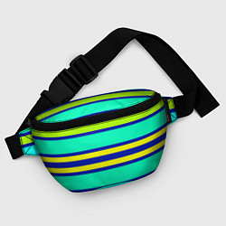 Поясная сумка Неоновая бирюза в полоску, цвет: 3D-принт — фото 2