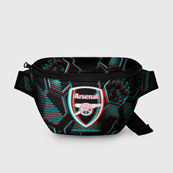 Поясная сумка Arsenal FC в стиле glitch на темном фоне, цвет: 3D-принт