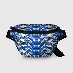 Поясная сумка Сине-белая техно броня, цвет: 3D-принт