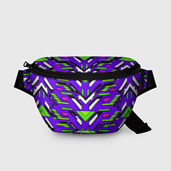 Поясная сумка Техно броня фиолетово-зелёная, цвет: 3D-принт
