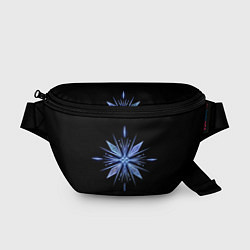 Поясная сумка Голубая снежинка на черном фоне, цвет: 3D-принт