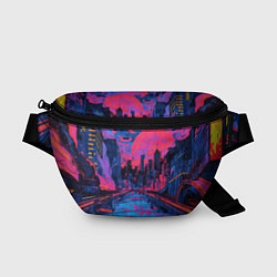 Поясная сумка Город в психоделических цветах, цвет: 3D-принт
