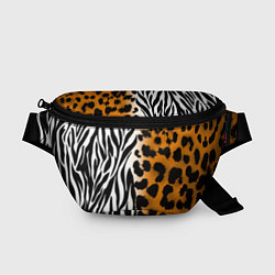Поясная сумка Леопардовые пятна с полосками зебры, цвет: 3D-принт
