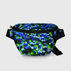 Поясная сумка Синие блоки в зеленом тумане, цвет: 3D-принт