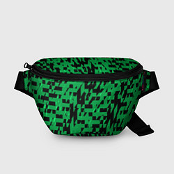 Поясная сумка Чёрно-зелёный абстрактный квадратиками, цвет: 3D-принт