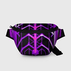 Поясная сумка Фиолетовые линии на чёрном фоне, цвет: 3D-принт