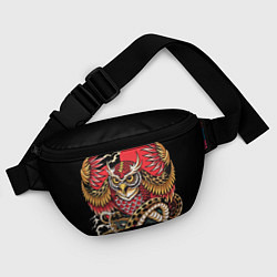 Поясная сумка Сова со змеёй в японском стиле, цвет: 3D-принт — фото 2