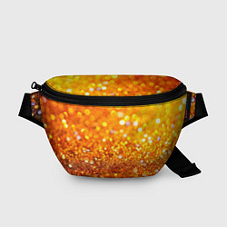 Поясная сумка Оранжевые и желтые блестяшки боке, цвет: 3D-принт