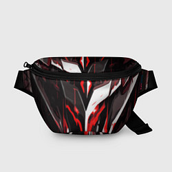 Поясная сумка Красно-белый абстрактный демонический шлем, цвет: 3D-принт