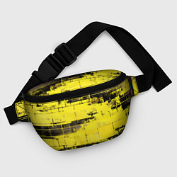 Поясная сумка Чёрно-жёлтый техно-паттерн, цвет: 3D-принт — фото 2