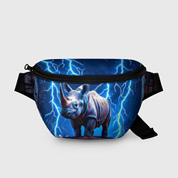 Поясная сумка Носорог в разрядах молнии, цвет: 3D-принт