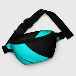 Поясная сумка Чёрный и неоновый голубой двуцветный с полосой, цвет: 3D-принт — фото 2