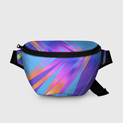 Поясная сумка Нежный голубой с розовыми полосами, цвет: 3D-принт