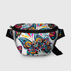 Поясная сумка Бабочка и череп - нейроарт паттерн, цвет: 3D-принт