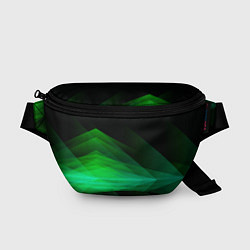 Поясная сумка Неоновая зеленая абстракция на черном фоне