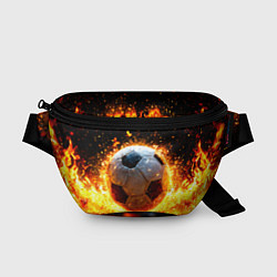 Поясная сумка Футбольный мяч в огне, цвет: 3D-принт
