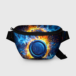 Поясная сумка Шайба в синем пламени, цвет: 3D-принт