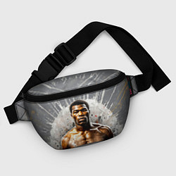 Поясная сумка Мухаммед Али на сером, цвет: 3D-принт — фото 2