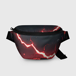 Поясная сумка Красная молния на черной текстуре, цвет: 3D-принт