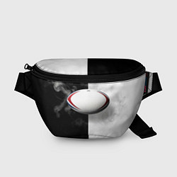 Поясная сумка Мяч для регби в черно-белом, цвет: 3D-принт
