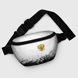 Поясная сумка Россия черно белые краски, цвет: 3D-принт — фото 2