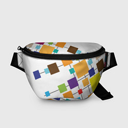 Поясная сумка Разноцветные квадраты, цвет: 3D-принт