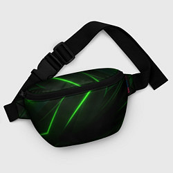 Поясная сумка Зеленая текстура с неоновыми линиями, цвет: 3D-принт — фото 2