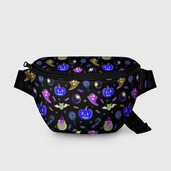 Поясная сумка Halloween blue black pumpkin, цвет: 3D-принт