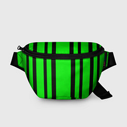 Поясная сумка Color black and green stripes, цвет: 3D-принт