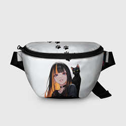 Поясная сумка Девушка и кот, цвет: 3D-принт
