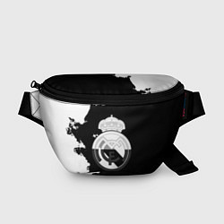 Поясная сумка Реал Мадрид черно белые краски, цвет: 3D-принт