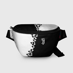 Поясная сумка Juventus черно белая геометрия текстура, цвет: 3D-принт