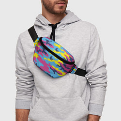 Поясная сумка Камуфляж: голубой/розовый/желтый, цвет: 3D-принт — фото 2