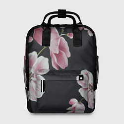 Женский рюкзак Цветы на черном фоне